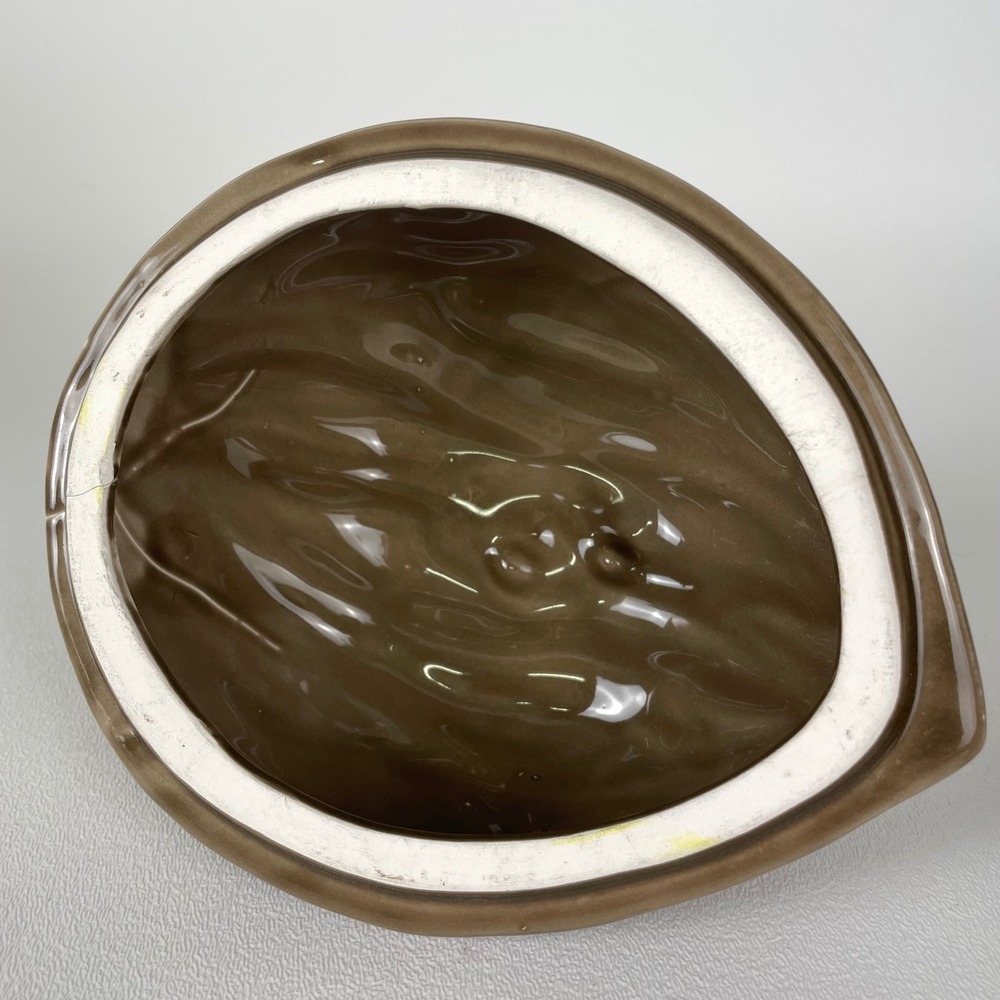 Vintage Ceramic Walnut Lidded Dish Squirrel Finial Candy Nut Bowl Brown Taiwan - Picture 5 of 9